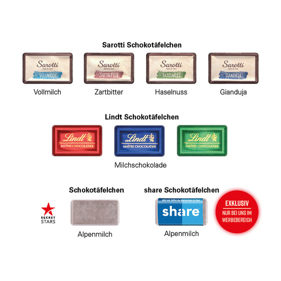 Täfelchen Adventskalender, share Schokotäfelchen