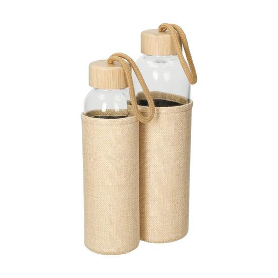 Glasflasche mit Hülle "Natural", 0,5l