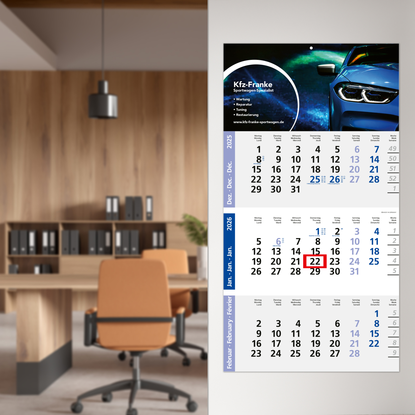 3-Monatskalender Logic 3 Post Bestseller (Einblatt)