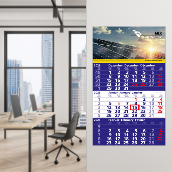 3-Monatskalender Solid 3 Bestseller (Einblatt)