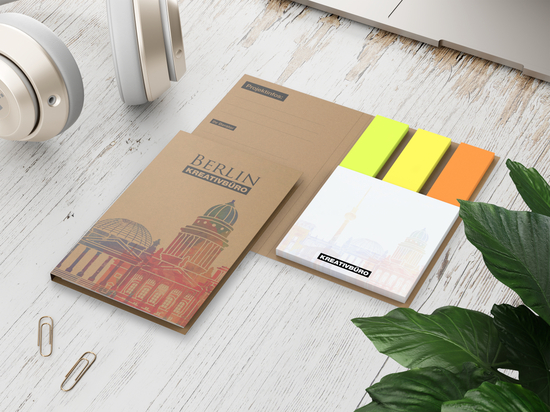 Haftnotiz-Set Berlin Naturkarton mit Brillantmarker