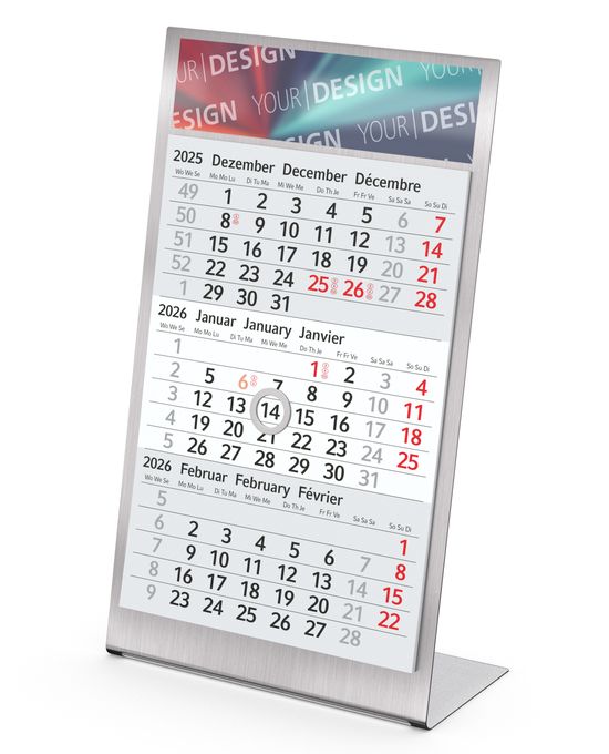 Tischkalender Desktop 3, Jahres-Kalendarium Steel Bestseller
