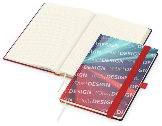 Notizbuch Match-Book Creme Bestseller, A5, Cover-Star, gloss-individuell, rot