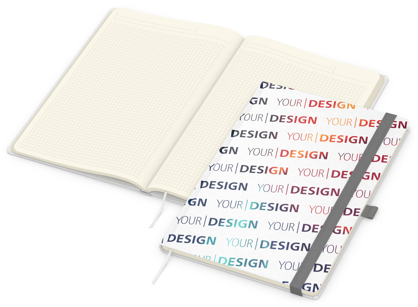 Notizbuch Match-Book Creme Bestseller, A4, Natura, individuell, silbergrau