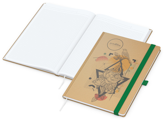 Notizbuch Match-Book White Bestseller, A4, Natura, braun-individuell, grün