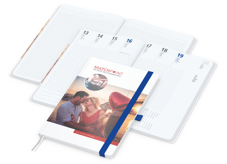Wochenplaner Match-Hybrid White Bestseller, A4, Cover-Star matt, mittelblau