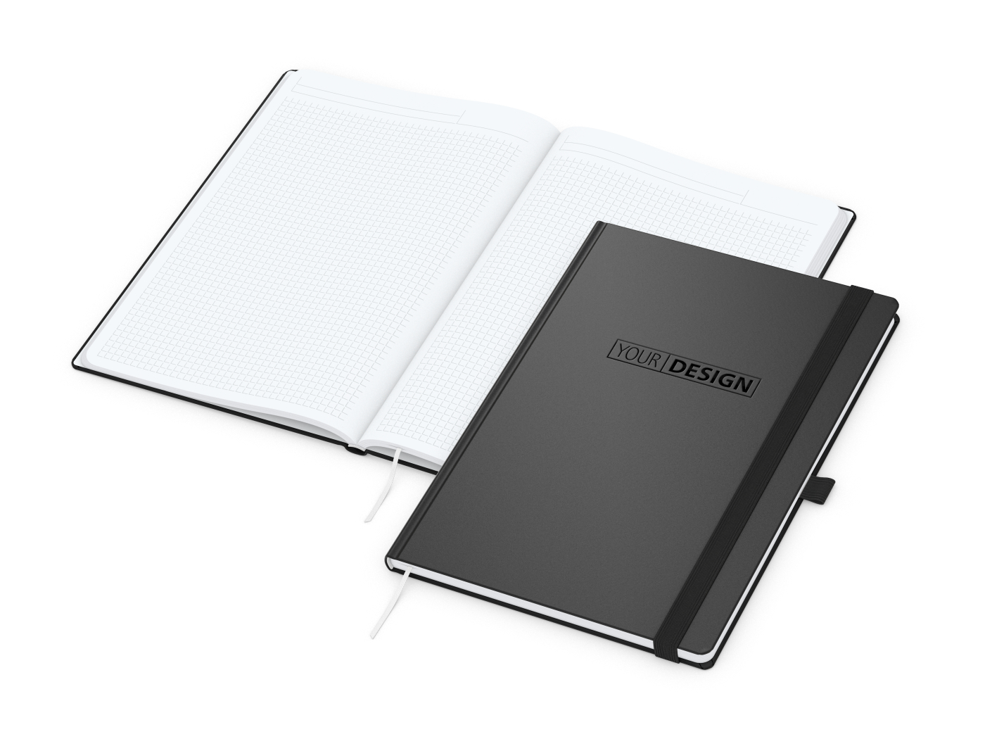 Notizbuch Vision-Book White Bestseller, A4, schwarz inkl. Prägung schwarz-glänzend