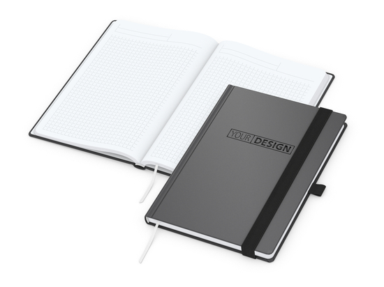 Notizbuch Vision-Book White Bestseller, A5, anthrazit inkl. Prägung schwarz-glänzend