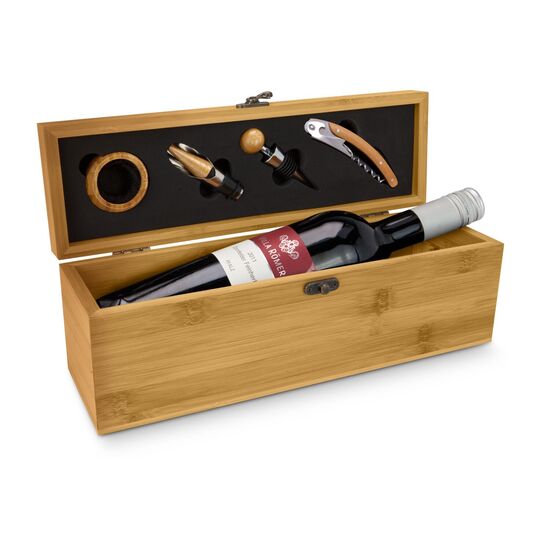 Geschenkset / Präsenteset: Wein in Bambuskiste 2K1330