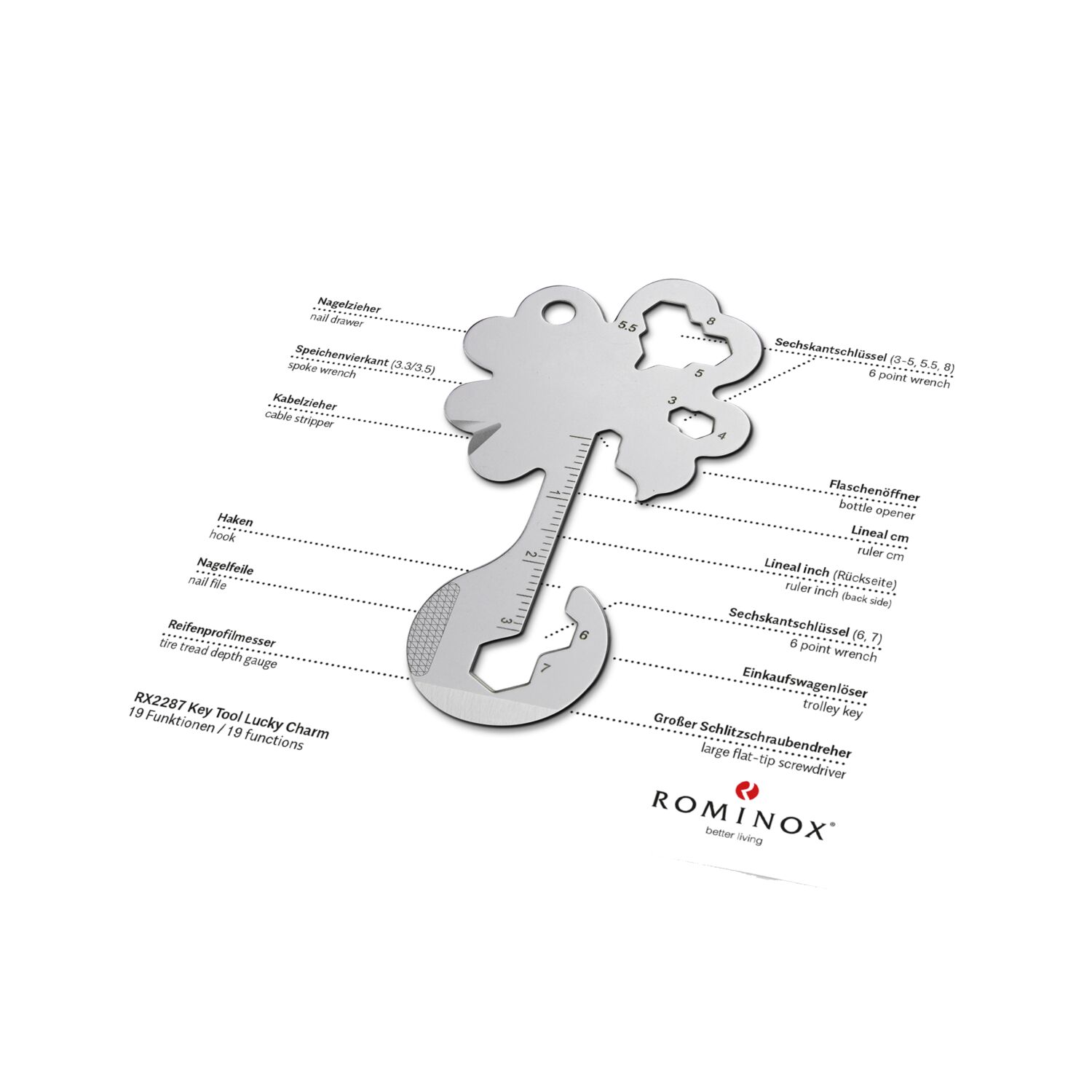 ROMINOX® Key Tool Lucky Charm (19 Funktionen) Viel Glück 2K2109m
