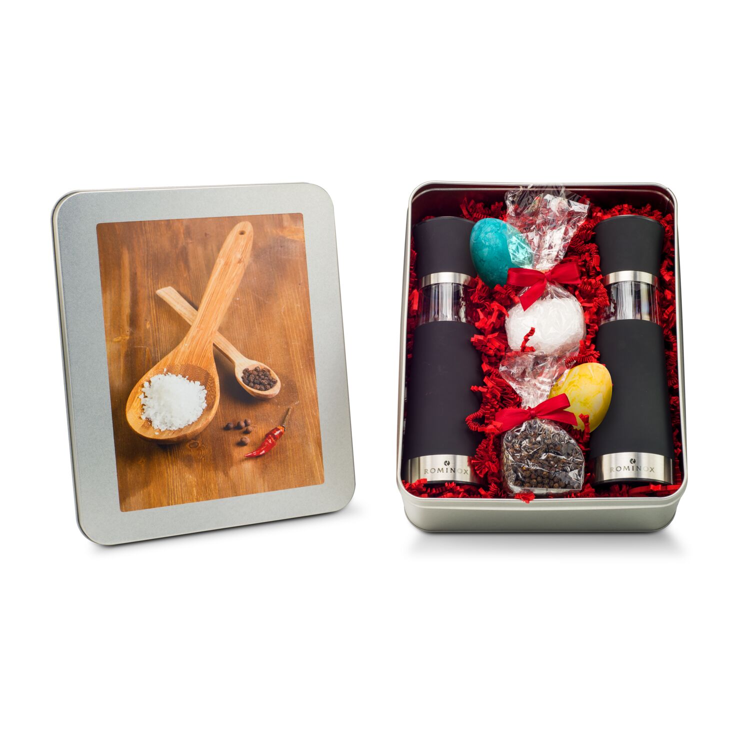 Geschenkset / Präsenteset: Oster Salz- & Pfeffermühlen - in Silberdose 2K2191o