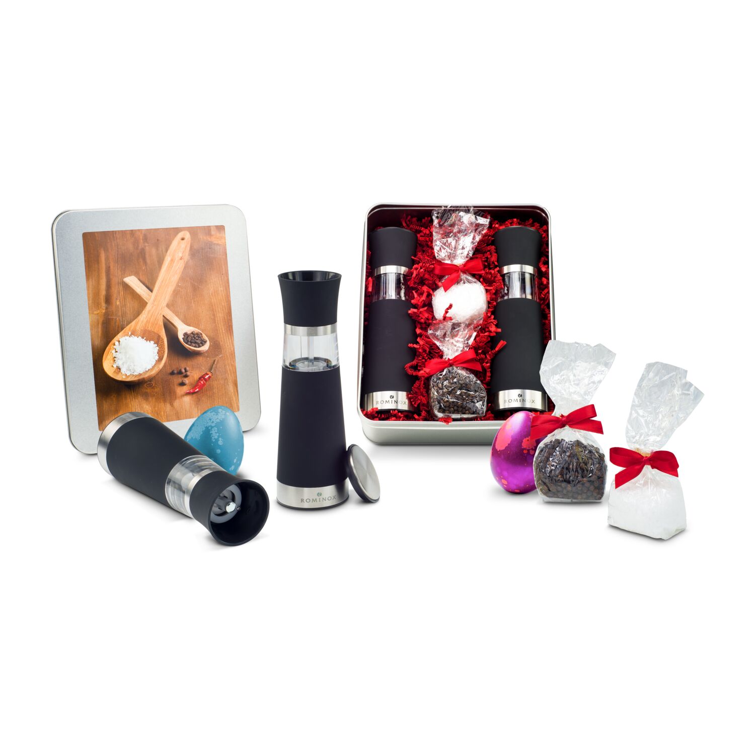 Geschenkset / Präsenteset: Oster Salz- & Pfeffermühlen - in Silberdose 2K2191o