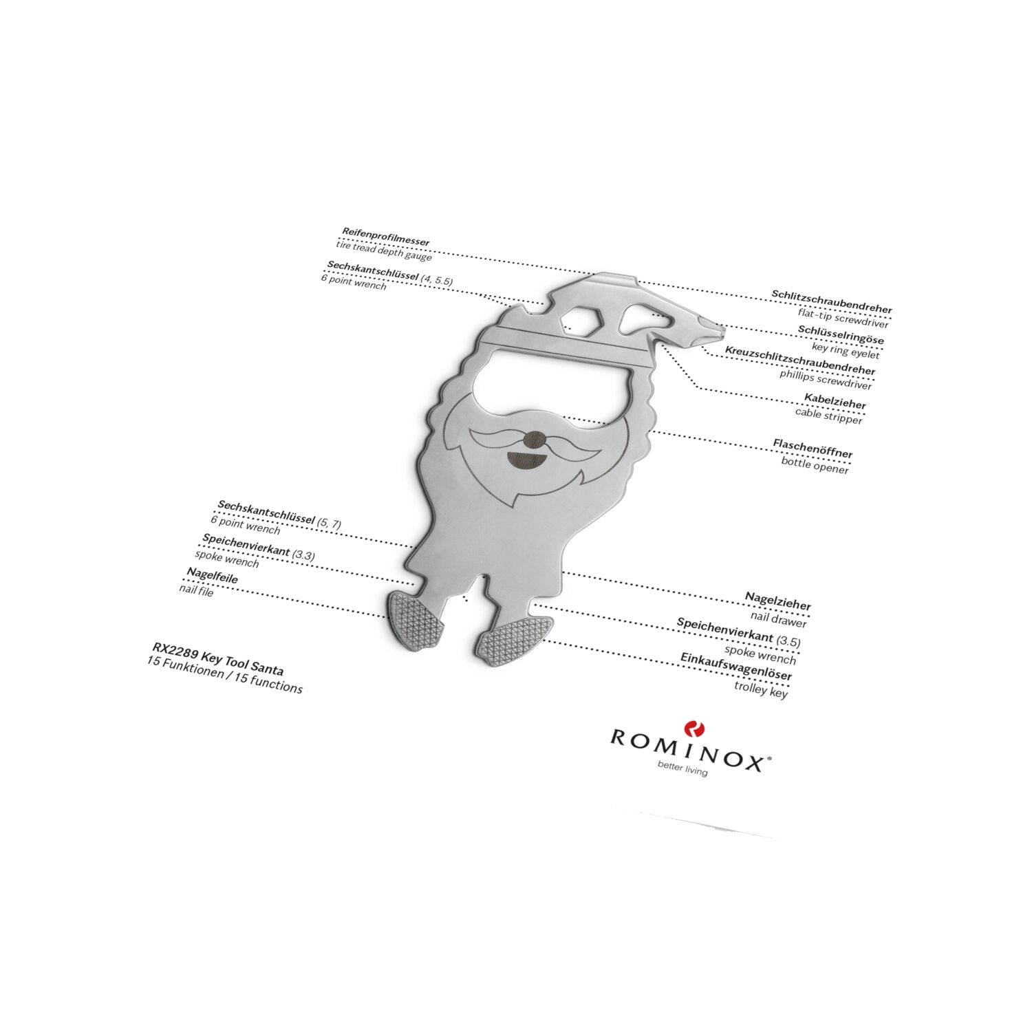 ROMINOX® Key Tool Santa (15 Funktionen) Frohe Weihnachten 2K2201n