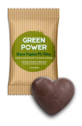 Lebkuchenherz im Werbetütchen 15 g  Papier/PE-Verbundfolie weiß