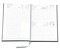 Buchkalender "Trend Chefkalender INT" im Format 14,5 x 20,5 cm, Kalendarium 4-sprachig D/F/I/GB Grau/Blau mit Leseband, 352 Seiten Fadenheftung, Eckenperforation, Einband Fashion dunkelblau