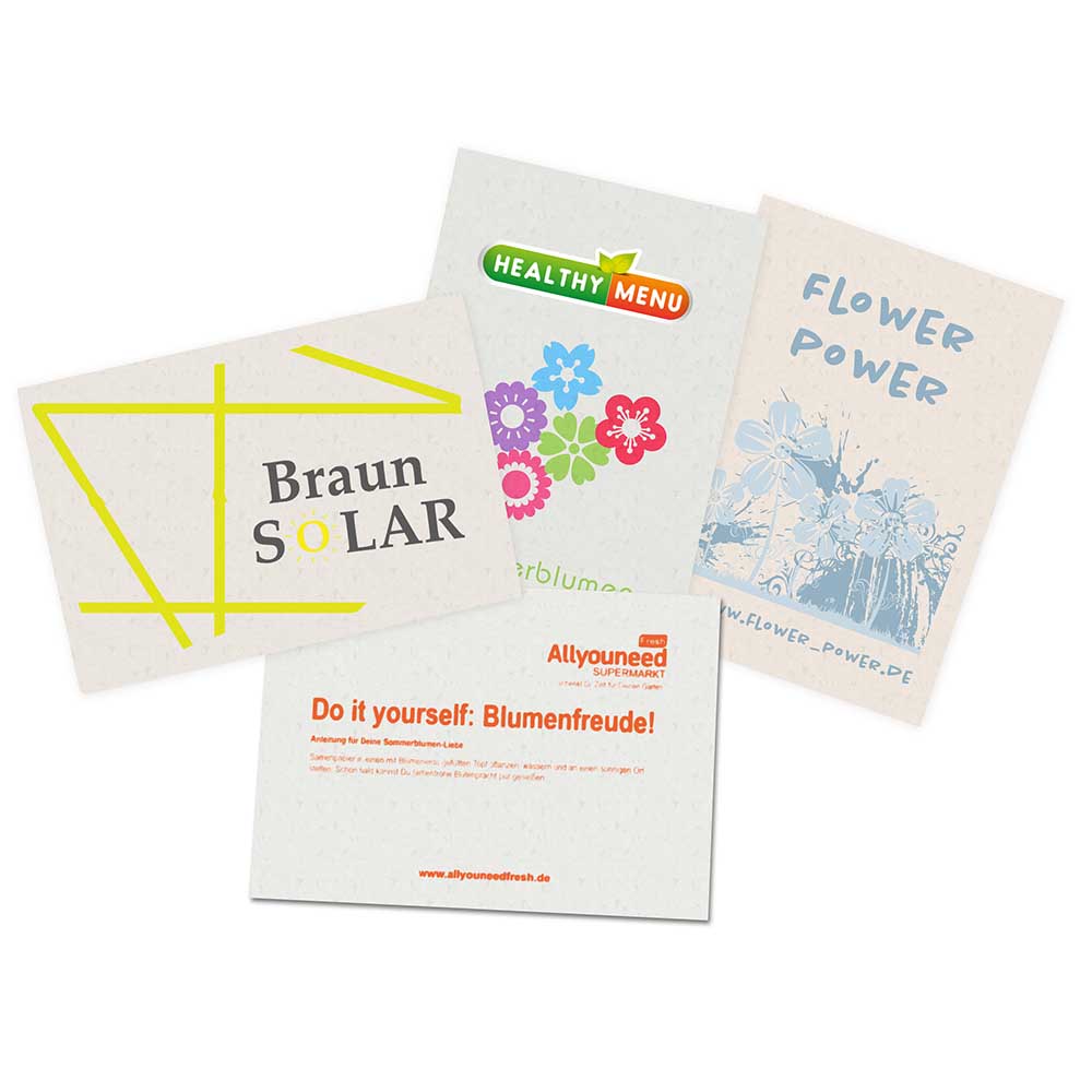 Samenpapier DIN A6 - Klappkarte - Blumenmischung, Druck 4/4-c