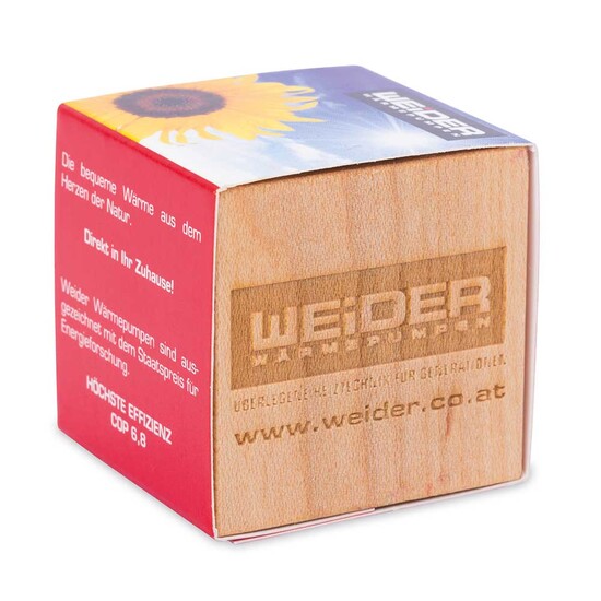 Pflanz-Holz mit Samen (Graspapier-Banderole) - Fichte, 2 Seite gelasert