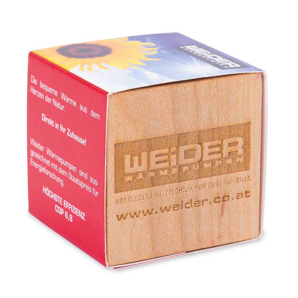 Pflanz-Holz Magnet mit Samen - Sonnenblume, 1 Seite gelasert