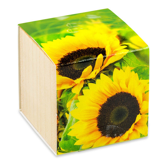 Pflanz-Holz - Standardmotiv - Sonnenblume - 1 Seite gelasert