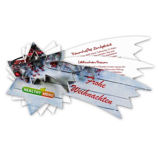 Backförmchen mit Rezeptblock Komet - in weihnachtlicher Mappe (mit 1c-Logoeindruck)