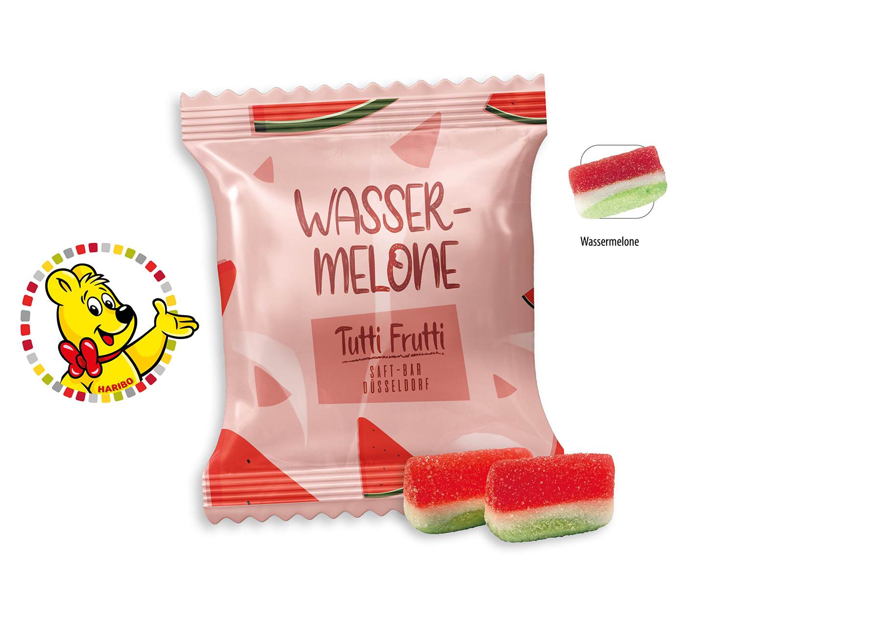 HARIBO Wassermelonen Werbetüte, Inhalt: HARIBO Wassermelonen ca. 14 g
