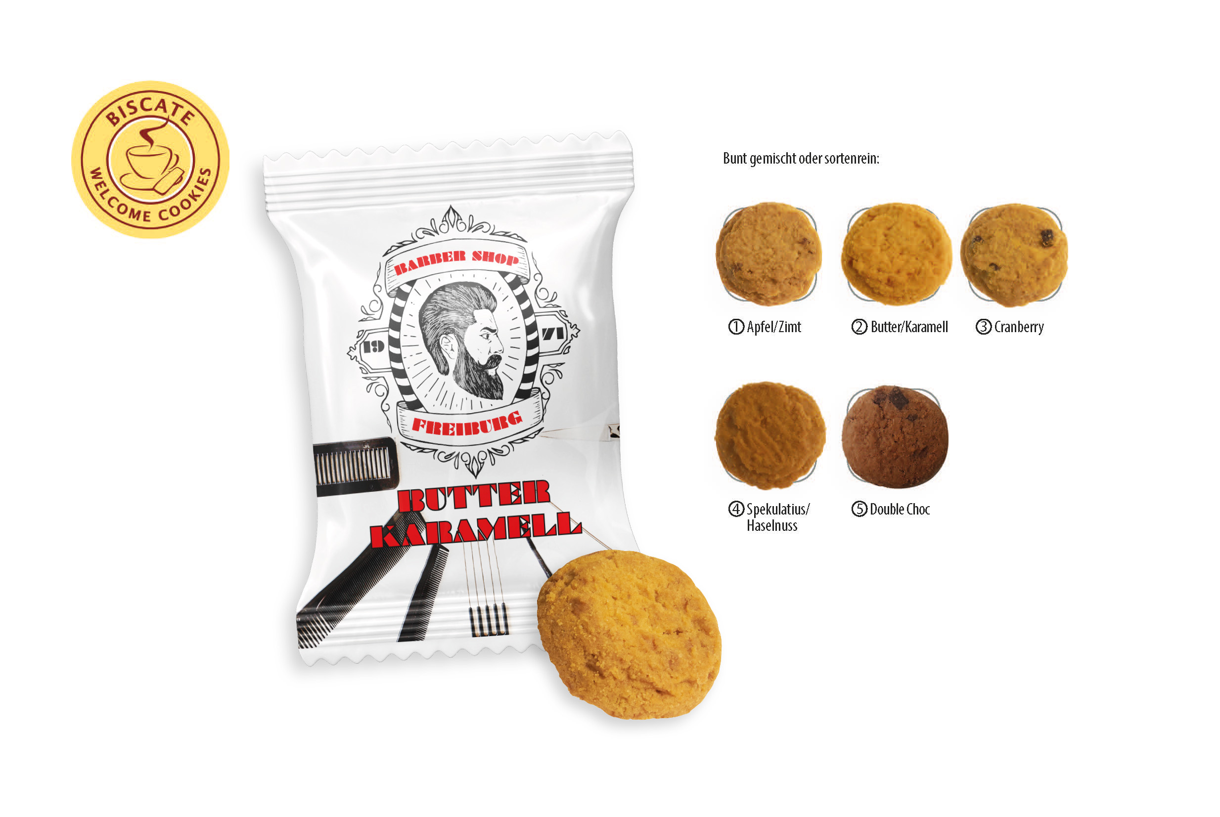 Coffee Cookies Flowpack, Inhalt: Coffee Cookies Spekulatius, Haselnuss ca. 9 g