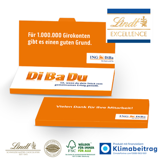 Grußkarte mit Schokoladentafel von Lindt „Excellence“