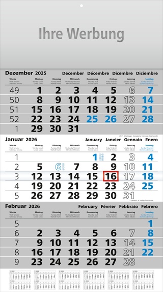 Dreimonatsplaner Assistent-plus grau/blau