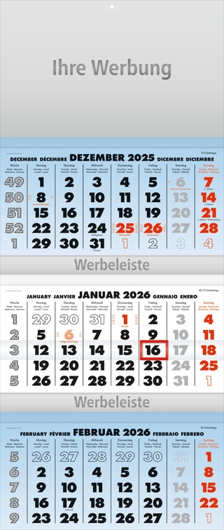 Dreimonatsplaner Business-trio blau