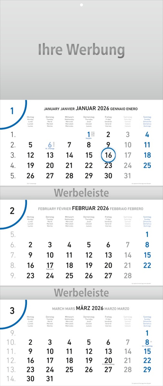 Dreimonatsplaner Future-trio blau