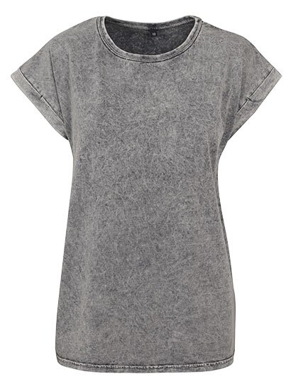 Ladies` Acid Washed Extended Shoulder Tee
